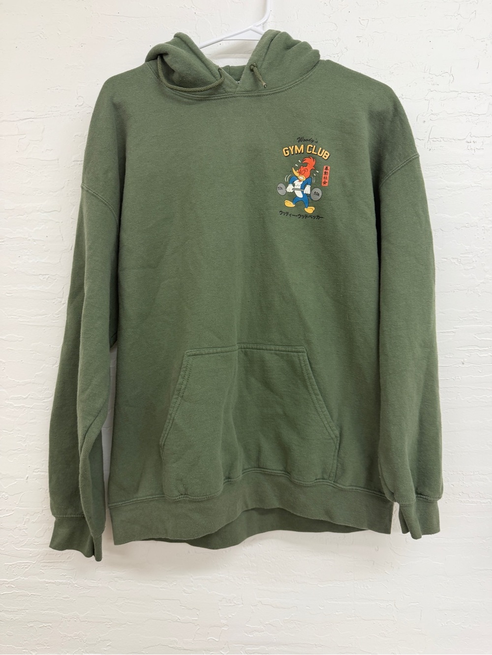 Riot Society Woody Woodpecker Green Graphic Pullover Fleece Hoodie Pockets L